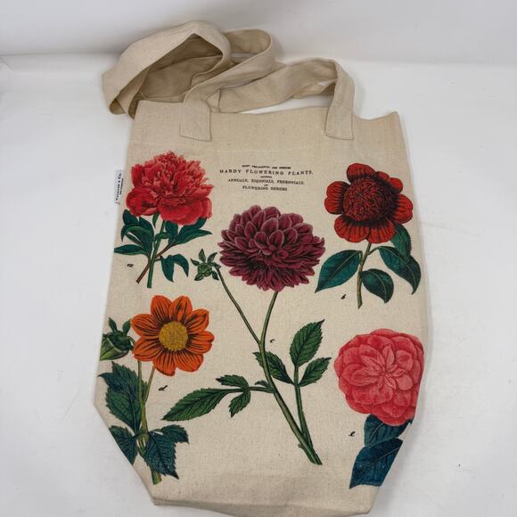 Cavallini & Co. Botanical Flowers Canvas Tote Bag – Vintage Floral Print - Picture 1 of 11